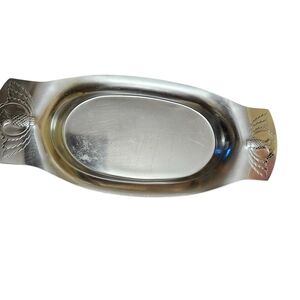 Wilton Armetale Pineapple Thistle Serving Tray 13.5 Inch Silver Tone Metal